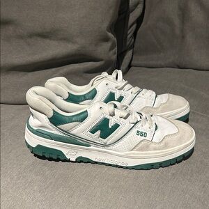 New Balance 550 White and Green Sneakers